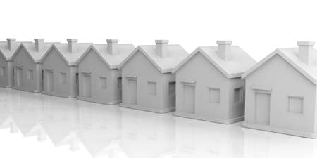 3d rendering small houses in lineの写真素材