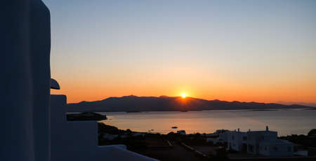 Idyllic sunset colors by the seaの写真素材