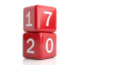 3d rendering new year 2017 red cubesの写真素材