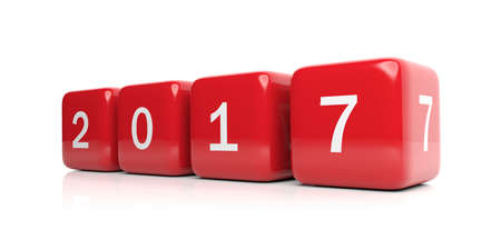 3d rendering new year 2017 red cubes