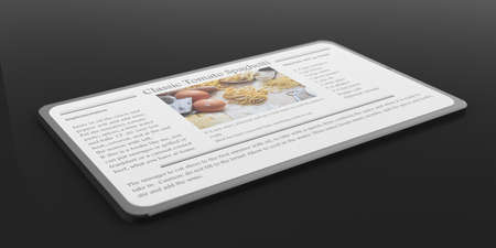 3d rendering smartphone with recipe, black backgroundの写真素材