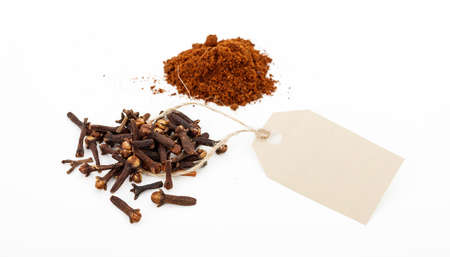 Clove seeds on white backgroundの写真素材