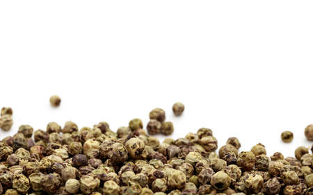 Green pepper seeds on white backgroundの写真素材