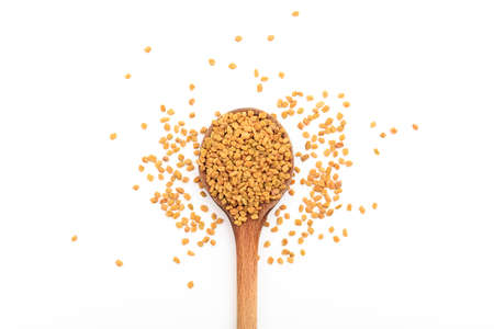 Fenugreek seeds on white backgroundの写真素材