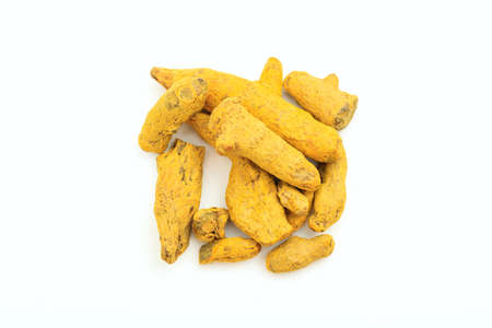 Turmeric seeds in a square shape, on a white backgroundの写真素材
