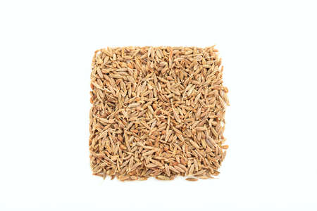 Cumin seeds on white backgroundの写真素材