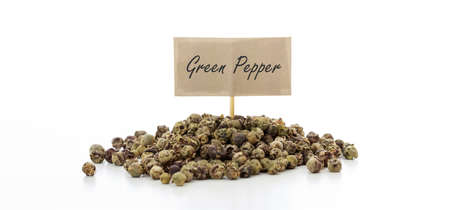 Green pepper seeds on white backgroundの写真素材