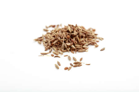 Cumin seeds on white backgroundの写真素材