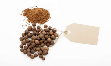 Allspice seeds on white backgroundの写真素材