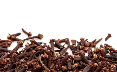 Clove seeds on white backgroundの写真素材