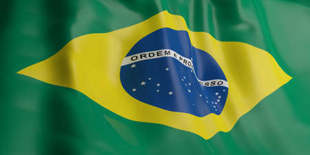 3d rendering Brazil flag wavingの写真素材