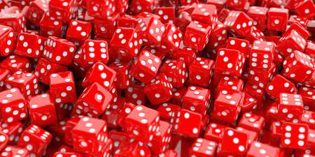 3d rendering red dice backgroundの写真素材