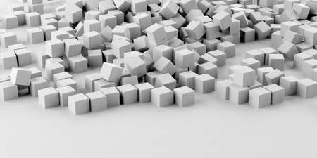 3d rendering white cubes on white backgroundの写真素材