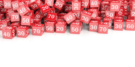 3d rendering red cubes with sales symbolの写真素材