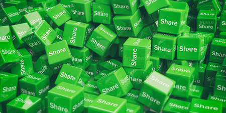 3d rendering cubes with social media words as backgroundの写真素材