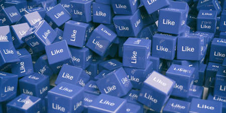 3d rendering cubes with word like as backgroundの写真素材