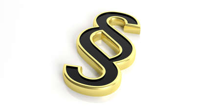 3d rendering golden paragraph symbol on white backgroundの写真素材