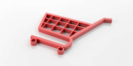3d rendering red e commerce symbol on white backgroundの写真素材