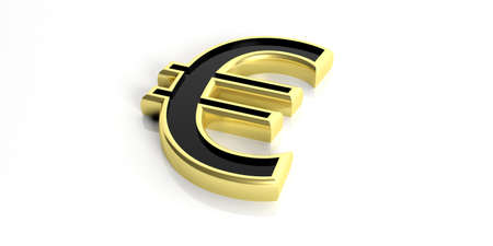 3d rendering golden euro symbol on white backgroundの写真素材
