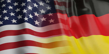 3d rendering USA and Germany flag wavingの写真素材