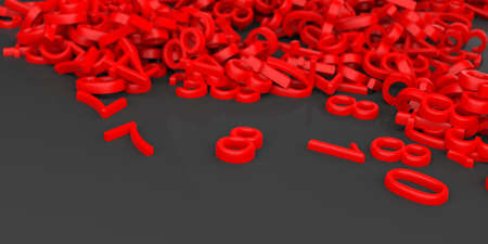 3d rendering red numbers on black backgroundの写真素材
