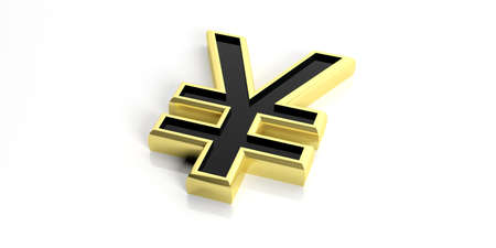 3d rendering yen yuan symbol on white backgroundの写真素材