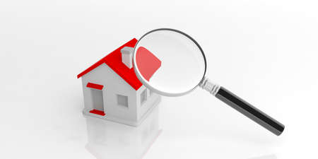 3d rendering magnifier glass on white backgroundの写真素材