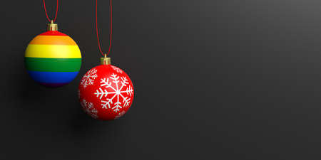 3d rendering christmas ball and gay flag ballの写真素材