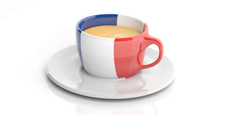 3d rendering cup with France flag on white backgroundの写真素材