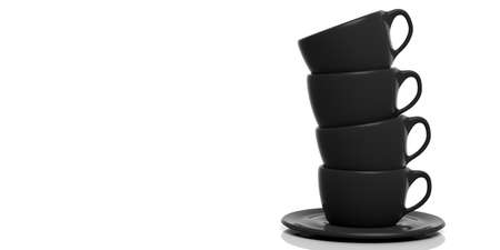 3d rendering cups of coffee on white backgroundの写真素材