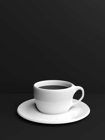 3d rendering cup of coffee on black backgroundの写真素材