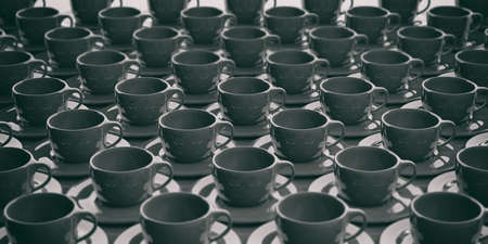 3d rendering black empty cups of coffeeの写真素材