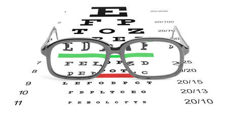 3d rendering pair of eye glasses and eyesight testの写真素材