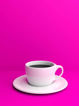 3d rendering cup of coffee on purple backgroundの写真素材