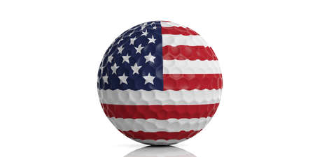 3d rendering USA flag on a golf ballの写真素材