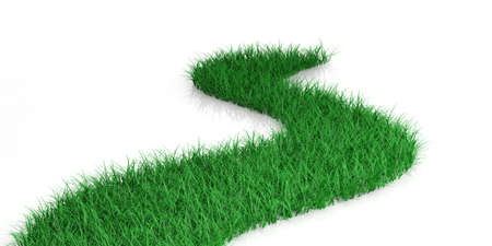 3d rendering green path on white backgroundの写真素材