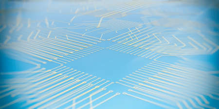 3d rendering electronic circuit on blue backgroundの写真素材