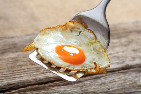 Fried egg preparationの写真素材
