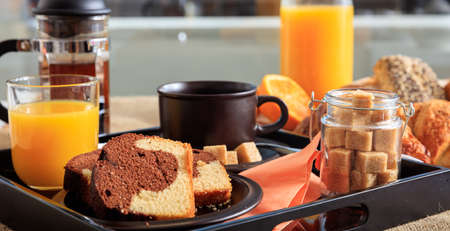 Breakfast in a trayの写真素材