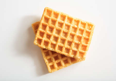 Two waffles on white backgroundの写真素材