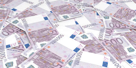 3d rendering 500 euros banknotes background