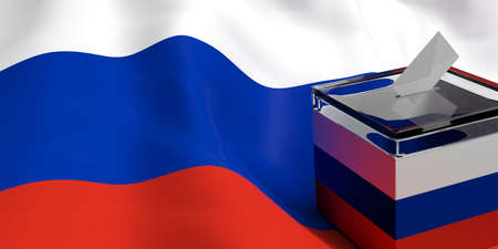 3d rendering ballot box on Russia flag backgroundの写真素材