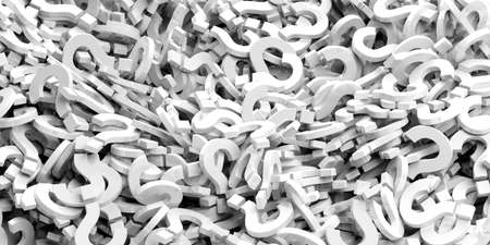 3d rendering white question marks backgroundの写真素材