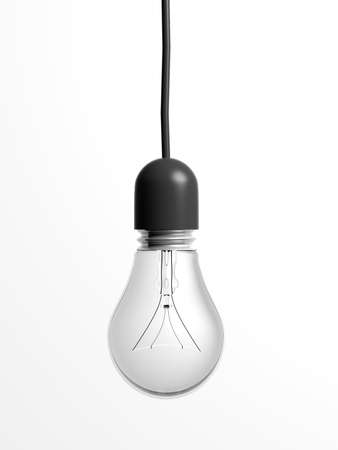 3d rendering hanging light bulb on white backgroundの写真素材