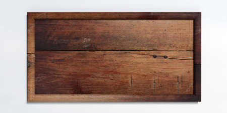 3d rendering wooden sign with copy space on white backgroundの写真素材