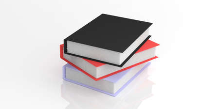 3d rendering books stack on white backgroundの写真素材