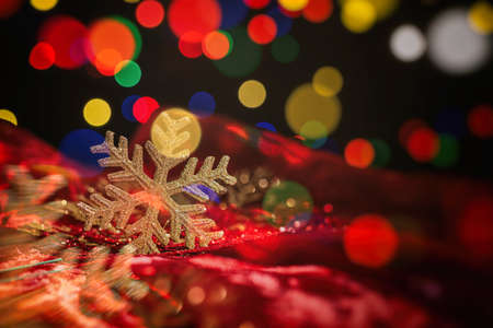 Christmas ornaments on a dark blur backgroundの写真素材
