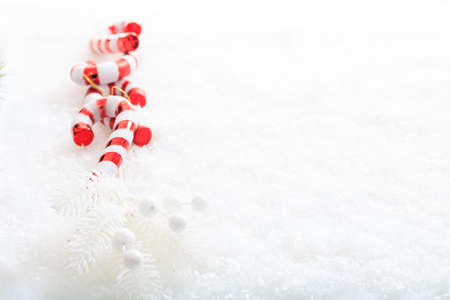 Christmas decoration on snowの写真素材
