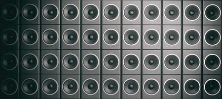 3d rendering black audio speaker boxes backgroundの写真素材