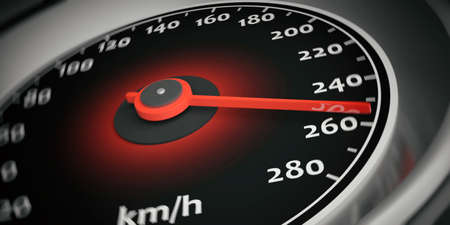 3d rendering black - chrome car speedometer closeup
